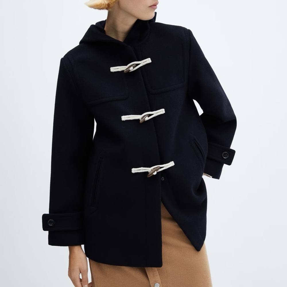 NWT MANGO Hooded Wool Coat size XS
